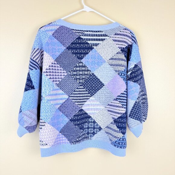 Garnet Hill 100% Cashmere Patchwork Boho Pullover Sweater | S - Picture 2 of 9